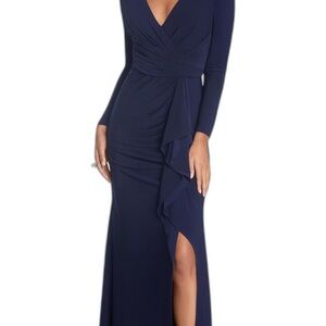 Betsy & Adam Deep Blue Long Sleeve Dress